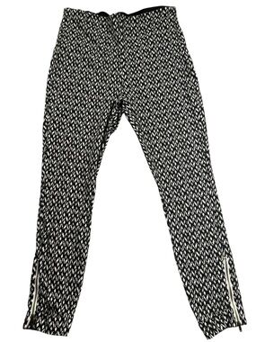 Lysse XL Pull on Black White Cotton Geometric Skinny Pants Ankle Zips Workwear